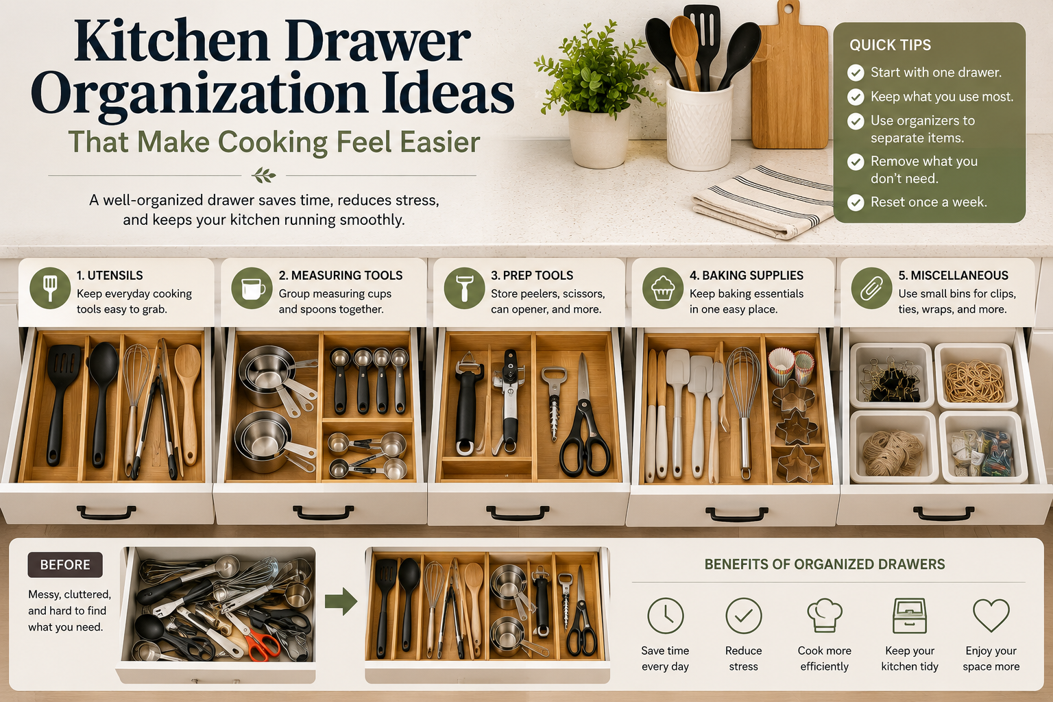 Kitchen Drawer Organization Ideas That Make Cooking Feel Easier