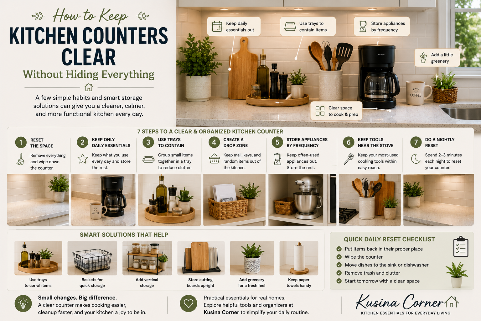 How to Keep Kitchen Counters Clear Without Hiding Everything