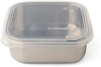U Konserve Stainless Steel Food Storage Bento Box Container, Leak Proof Silicone Lid Dishwasher Safe - Plastic Free (15oz Clear)