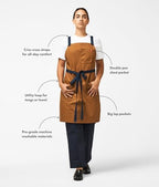 hedley & bennett Crossback Apron - Crossback Chef Apron with Pockets - 100% Cotton Canvas, 8oz - Caviar