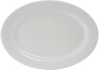 Tuxton China ALH-116 Platter, 11-3/4" x 8-1/2", Oval, Wide Rim, Rolled Edge, Microwave and Dishwasher Safe, Oven Proof, Fully Vitrified, Alaska, Porcelain White, Pack of 12