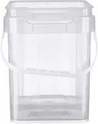House Naturals 4 Gallon Food Grade Plastic Square clear bucket pail with lid container (Pack of 3) Made in USA- BPA Free