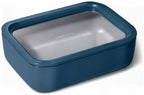 Caraway Glass Food Storage - 6.6 Cup Glass Container - Ceramic Coated Food Container - Non Toxic, Non Stick Lunch Box Container with Lids - Dishwasher, Oven, & Microwave Safe - Navy