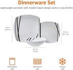Amazon Basics Square Dinnerware Set for 6, Plates and Bowls for Kitchen, 18-Piece, Dishwasher and Microwave Safe, Modern Beams - Image 7