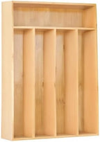 Silverware Organizer Kitchen Drawer Organizer Utensil Organizer Bamboo Silverware Holder Cutlery Organizer in Drawer Flatware Organizer Tray(5 slots, Natural