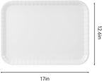 Blue Boat 17" x 12" Rectangular Serving Trays Set of 2 White, Melamine Serving Platter, Light Weight Easy to Clean Sturdy Stackable BPA-Free Dishwasher Safe