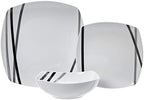 Amazon Basics Square Dinnerware Set for 6, Plates and Bowls for Kitchen, 18-Piece, Dishwasher and Microwave Safe, Modern Beams - Image 5