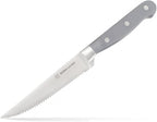 DURA LIVING Premium 4-Piece Steak Knife Set – Sharp Serrated Blades, Forged High Carbon Stainless Steel, Full Tang, Ergonomic Handle, Elegant Gray Finish – Ideal for Dining & Entertaining