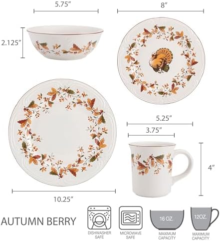 Pfaltzgraff Autumn Berry 16 Piece Dinnerware Set, Service for 4, Multi Colored - Image 3