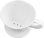 Handmade Pour Over Ceramic Coffee Dripper - Authentic Brewing Experience for Camping, Office, and Home (White)