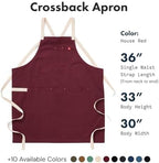 hedley & bennett Crossback Apron - Crossback Chef Apron with Pockets - 100% Cotton Canvas, 8oz - House Red