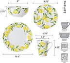 Mikasa Lemons 16-Piece Bone China Dinnerware Set, Service for 4, Includes Dinner Plates, Salad Plates, Cereal Bowls and Mugs, Dishwasher and Microwave Safe - Image 5