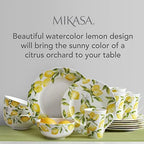 Mikasa Lemons 16-Piece Bone China Dinnerware Set, Service for 4, Includes Dinner Plates, Salad Plates, Cereal Bowls and Mugs, Dishwasher and Microwave Safe - Image 7