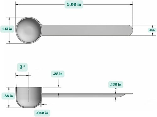 2 Teaspoon (2/3 Tablespoon | 10 mL) Long Handle Rounded Scoop for Measuring Coffee, Pet Food, Grains, Protein, Spices and Other Dry Goods (Pack of 5)