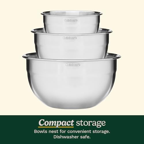 Cuisinart Mixing Bowl Set, Nesting Bowls, Stainless Steel, 3-Piece - Image 4