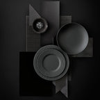 Villeroy & Boch Manufacture Rock 12-Piece Dinnerware Set, Service for 4, Dinner Plates, Salad Plates & Pasta Bowls, Premium Porcelain, Made in Germany, Matte Black