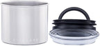 Planetary Design Airscape Stainless Steel Coffee Canister | Food Storage Container | US Patented Airtight Lid | Push Out Excess Air Preserve Food Freshness (Small, Brushed Steel)