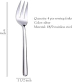 Serving Platters Forks Stainless Steel Buffet 9 inch Utensils Cake Butter Pastry Servers (4 pcs serving forks)