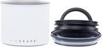 Planetary Design Airscape Stainless Steel Coffee Canister | Food Storage Container | US Patented Airtight Lid | Push Out Excess Air Preserve Food Freshness (Small, Matte White)