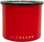 Planetary Design Airscape Stainless Steel Coffee Canister | Food Storage Container | US Patented Airtight Lid | Push Out Excess Air Preserve Food Freshness (Small, Matte Red)