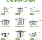 Duxtop Stainless Steel Pots and Pans Set, 17PC Induction Cookware Set - Image 4