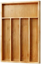 BAMEOS Utensil Drawer Organizer, Cutlery Tray Desk, Silverware Holder Kitchen Knives Tray, 100% Pure Bamboo Cutlery in Natural Color (9.75)