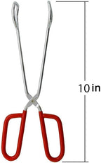 10-Inch Heavy Duty Stainless Steel Kitchen Tongs - Non-Slip Comfortable Red Grip, Scissor Design, Heat Resistant for BBQ and Cooking