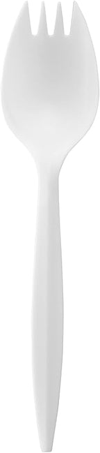 1,000 Plastic Disposable Sporks Bulk White Medium Weight Disposable Silverware Plastic Cutlery Spork