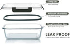 M MCIRCO 5 Pack 36 oz Glass Food Storage Containers with Lids,4.5 Cups,Gray - Image 4