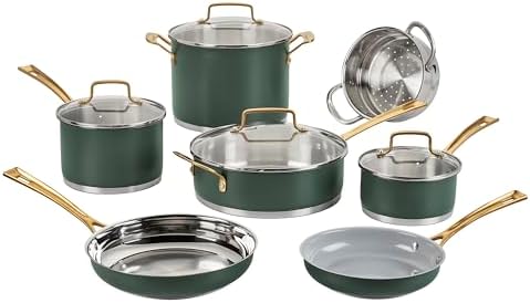 Cuisinart Cookware Set, 11 Piece Stainless Steel Cookware Pots and Pans, Home and Kitchen Durable Stainless Steel for Everyday Cooking, Matte Thyme, MT89G-11 - Image 2