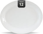 Stoneware Narrow Rim Commercial Grade Dinnerware,Bright White Oval Platter 11.5" x 8.5", Case of 12