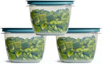 Rubber maid Storage Containers, Easy Find Lids, Teal, 7 cup, Flex & Seal, Leak Proof Lids, Food Storage Set, Clear Meal Prep Flex Containers, 3 Piece Bundle Set