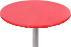 Yourtablecloth Heavy Duty Vinyl Round Fitted Tablecloth (Table Cover) with Flannel Backing Vibrant Colors Elasticized Tablecloth Great for Indoor and Outdoor Dining and Playing Cards 42” Ruby Red