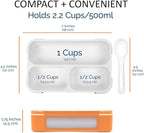 Snack Containers - MINI Bento Box, Small Lunch Boxes for Kids Toddlers Boys Girls, Leakproof 3 Compartment Containers for Meal or Snacks, Day-Care Pre-School Travel, BPA Free, 2 Pack Set Coral Blue