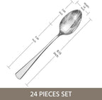 KINGSTONE 24 Piece Dinner Spoon Set, 18/10 Stainless Steel Spoons, Silver Food Grade Table spoons of 24, Metal Spoons for Home, Kitchen, Weddings, Parties or Restaurant, Dishwasher Safe-8.15inches