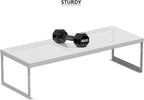 Stackable Expandable Metal Shelf Organizer - Adjustable Wire Storage Rack with Holes for Kitchen, Bathroom, Cabinet, Office - Space Saving, Durable & Sturdy Design（1PACK/Large/White