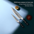 10C Kitchen Knife Set 2pc,8" Chef Knife & 5.5" Utility Knife,VG10 High Carbon Stainless Steel,6-Star Sharp Standard,G10 Black Handle,Love's Gift Box