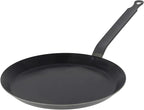 De Buyer Blue Carbon Steel Crepe & Tortilla Pan - 9.5” Diameter, 7.5” Cooking Surface - Ideal for Making & Reheating Crepes, Tortillas & Pancakes - PFAS, PFOA & PFOS Free - Made in France