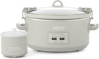 Crock-Pot 7 Quart Cook and Carry Slow Cooker with Touch Control, 4 Pre Programmed Settings, Removable Stoneware, and Locking Lid, Mushroom