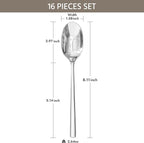 KINGSTONE Dinner Spoon Set, 16-Piece Tablespoons Silverware Spoons, Premium Food Grade Stainless Steel Spoons, Mirror Finish & Dishwasher Safe, Use for Kitchen, Home, Wedding, Party