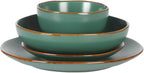 Gibson Home Hazeltine 16-Piece Green Stoneware Dinnerware Set – Plates and Bowls, Durable Ceramic Kitchen Dinner Set