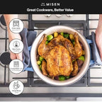 Misen 7 QT Enameled Cast Iron Dutch Oven - Chip-Resistant Enamel Coating - Thick Iron Core For Heat Retention - Large Cooking Surface - Oven Safe, Induction Compatible - Traditional Lid, Green