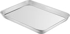 Baking & Cookie Sheets Set of 4, Yododo Stainless Steel Compact Toaster Oven Pan Tray Ovenware Professional, Size 10.23 x 8.26 x 1 inch, Heavy Duty, Deep Edge, Superior Mirror Finish, Dishwasher Safe