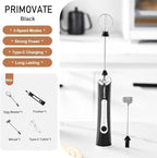 Rechargable Milk Frother, Handheld Drink Mixer with Whisk Attachment, 2025 upgraded, powerfull 3 speed motor, Type C charging with charge light, with extra egg mix head (White with Stand)