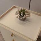 Leather Nightstand Cover,1.8mm Thick,15.75x23.6 Inch End Table Cover,Side Table Cover,Bedside Table Cover,Bedside Tablecloth.(Off White+Light Gray,15.75x23.6)