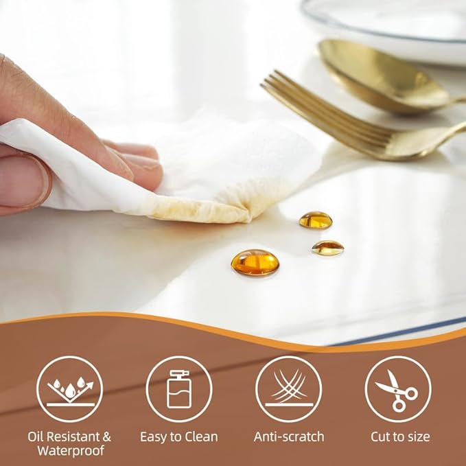 Warmstar Clear Table Cover Protector 30 x 72 Inch,1.5mm Thick Plastic Table Cover Rectangle,PVC Clear Table Protector,Desk Protector Mat for Kitchen, Dresser, Writing Desk，Dining Room Table