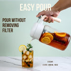 LAFEECA Iced Tea Maker and Infuser - Large Jug with Airtight Lid for Cold Brew - Stainless Dual Ultra Filter - Tritan Pitcher - 2000 ml / 68 oz - Dune