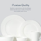 Mikasa Delray 40-Piece White Dinnerware Set, Service for 8, Durable Porcelain Plates, Bowls, and Mugs, Dishwasher and Microwave Safe