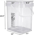 House Naturals 4 Gallon Food Grade Plastic Square clear bucket pail with lid container (Pack of 3) Made in USA- BPA Free