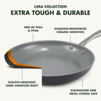 GreenPan Lima Hard Anodized 11” Square Griddle Pan, Ceramic Nonstick, PFAS-Free Nontoxic Pots and Pans, Oven & Broiler Safe, Stainless Steel Handle, Cookware for Eggs & Omelet, Gray